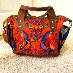 VINTAGE Boho HUIPIL Bag, Peacock Design, Guatemala
